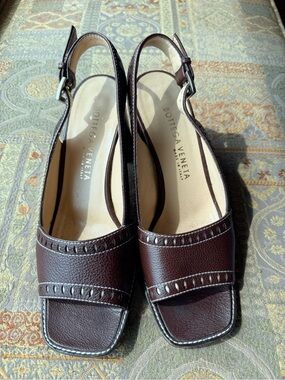 Bottega Veneta Dark Brown Leather Slingback Mules